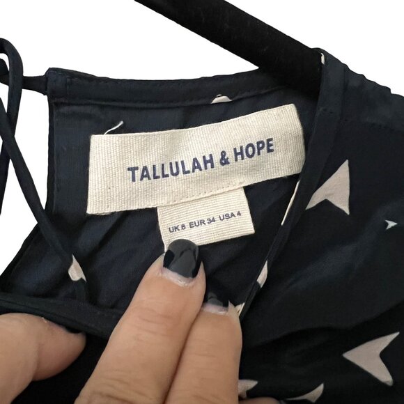 Tallulah & Hope Womens Black Cream Boomerang Geometric Midi Dress Size 4 - Picture 2 of 6